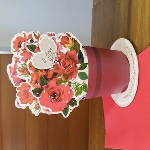 Valentine's Day 3D Flower Bouquet Love BF GF Partner Spouse Red Roses Paper
